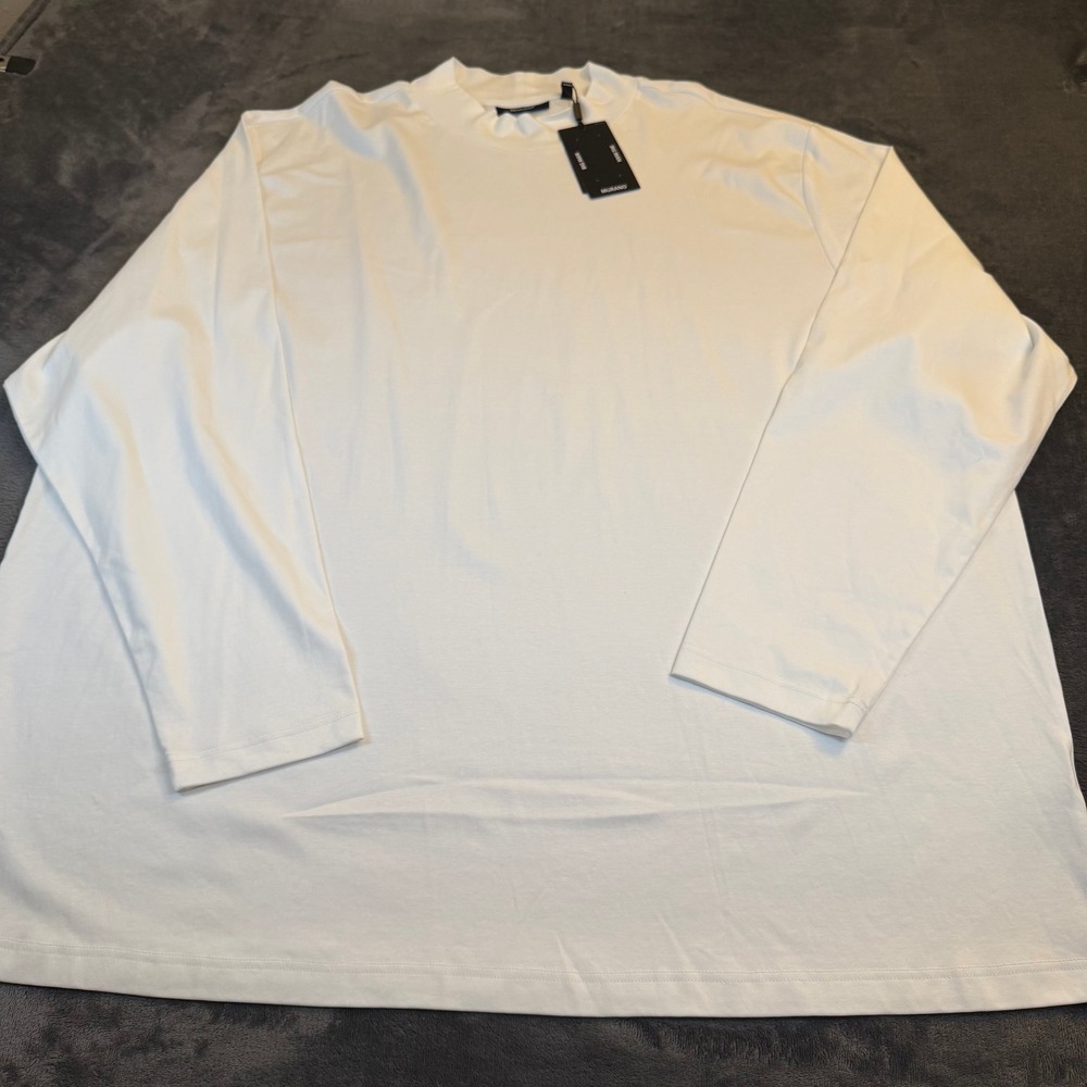 Murano Liquid Luxury Mock Neck Shirt Mens 4XB White Big and Tall Cotton